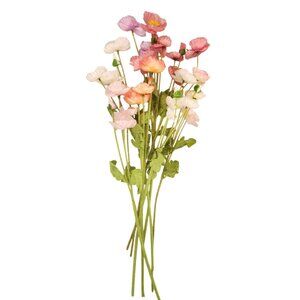 Artificial Silk Poppy Flowers Peach Pink Coral Faux Wildflower Bouquet 8 Stems
